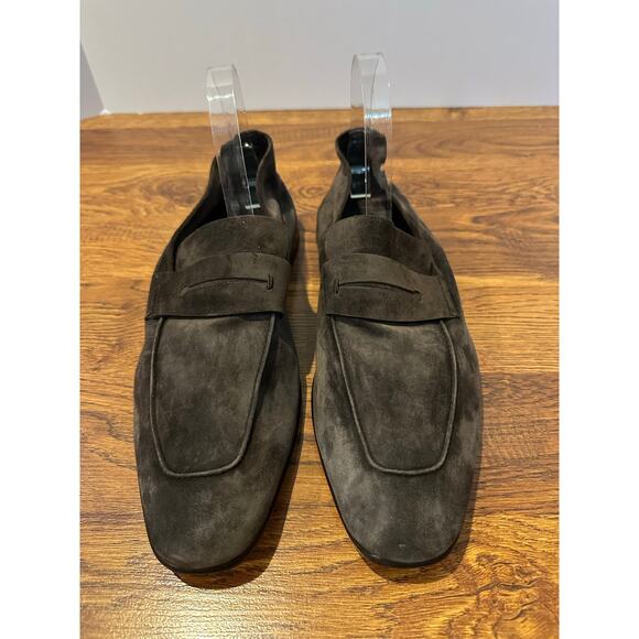 Zegna Men's L'Asola Suede Penny Loafer Charcoal Size 11.5 NWOB $1000 Designer - Picture 3 of 10